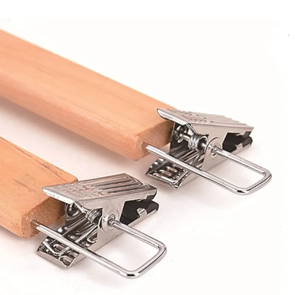 Wood and Steel Skirt/Pant Hangers with Clips Set of 12